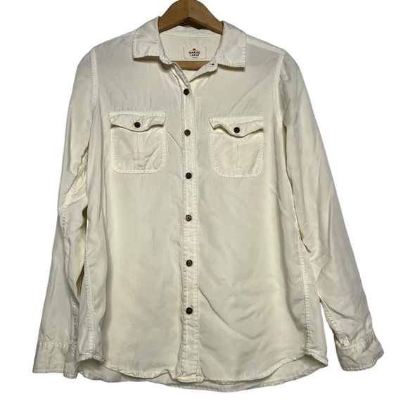 Marine Layer Pale Yellow Button Down Shirt Medium - Picture 1 of 8